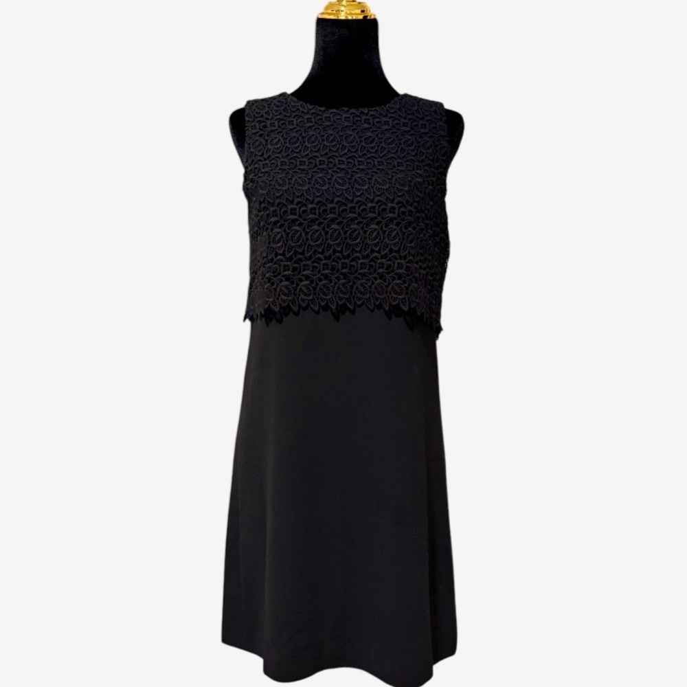 Club Monaco Black Sleeveless Sheath Mini Dress with Lace Overlay Size 2 EUC